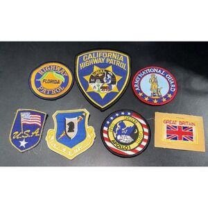 Lot of 7 Vintage Misc. Patches Hughway Patrol Apollo Usa Nation Guard